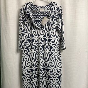 NWT Navy and White Gretchen Scott  Patterned Dress